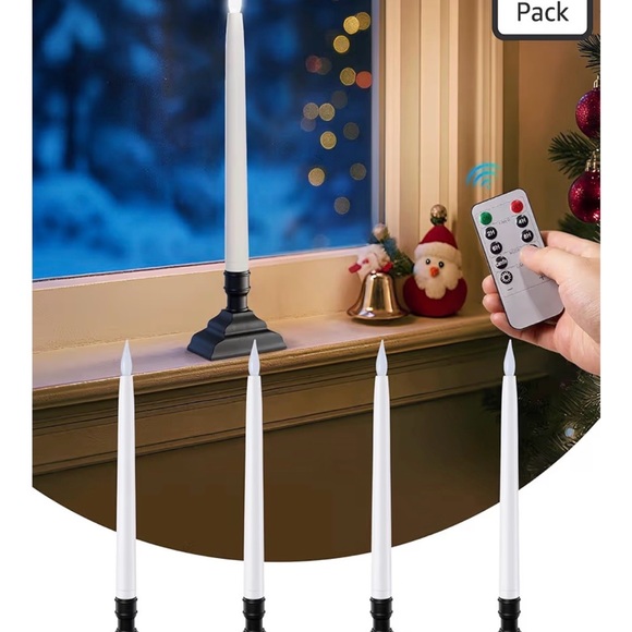 Other - 4 Pack Battery Operated Window Candles 5000K Cool White 12.8 inch Remote Timer